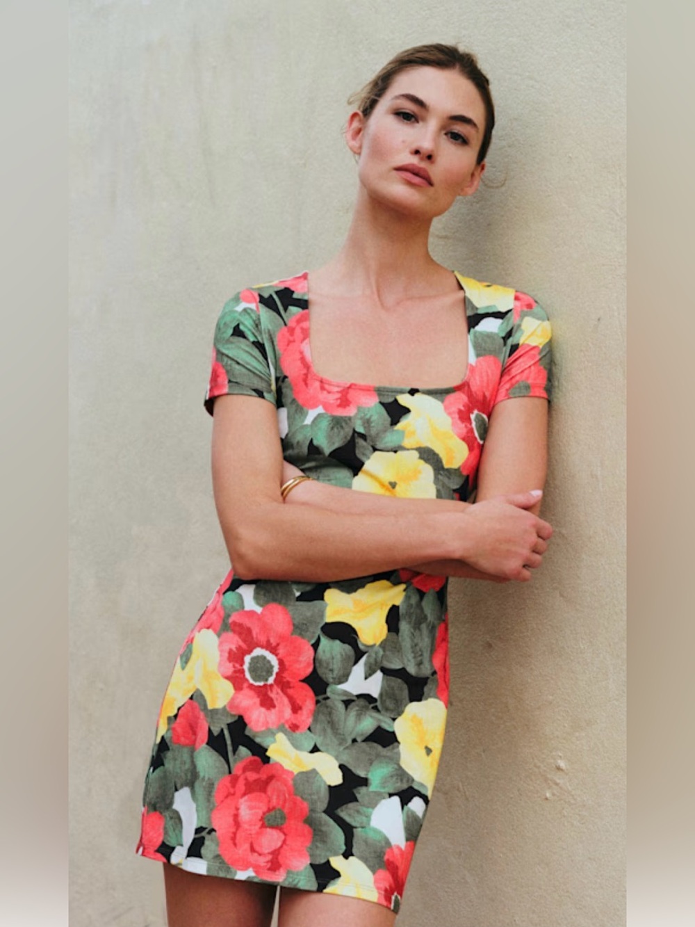 Sezane Marlys Dress In Azalea Print Large Cotton Mini 80’s Luxury Coastal Flower